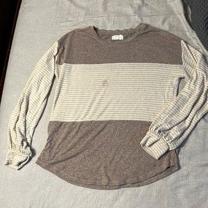 Tan and brown color block long sleeve